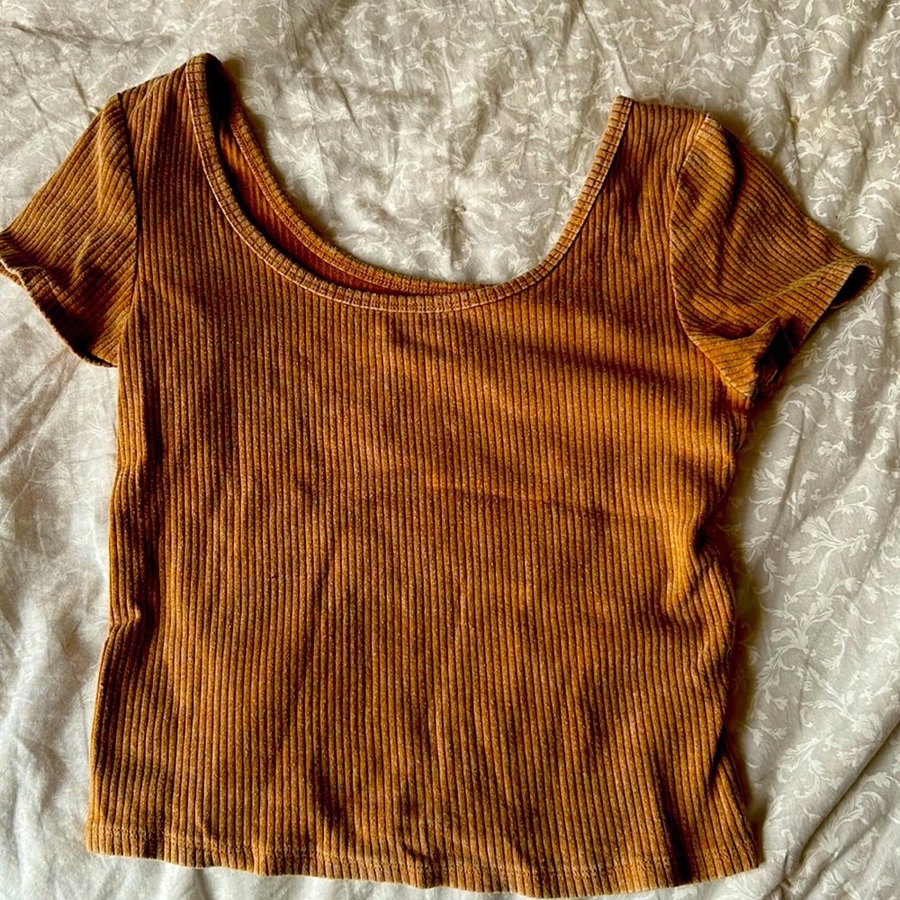 Size medium crop top mustard yellow